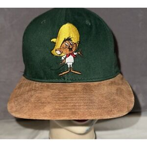 RARE Vtg 90s ACME Warner Bros Speedy ‎ Green /Brown Suede Hat Made in USA NWT